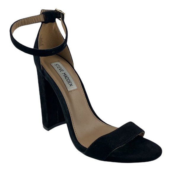 Steve Madden Women's Black Suede Carrson Block Heel with Adjustable Strap US 6 - Picture 1 of 10